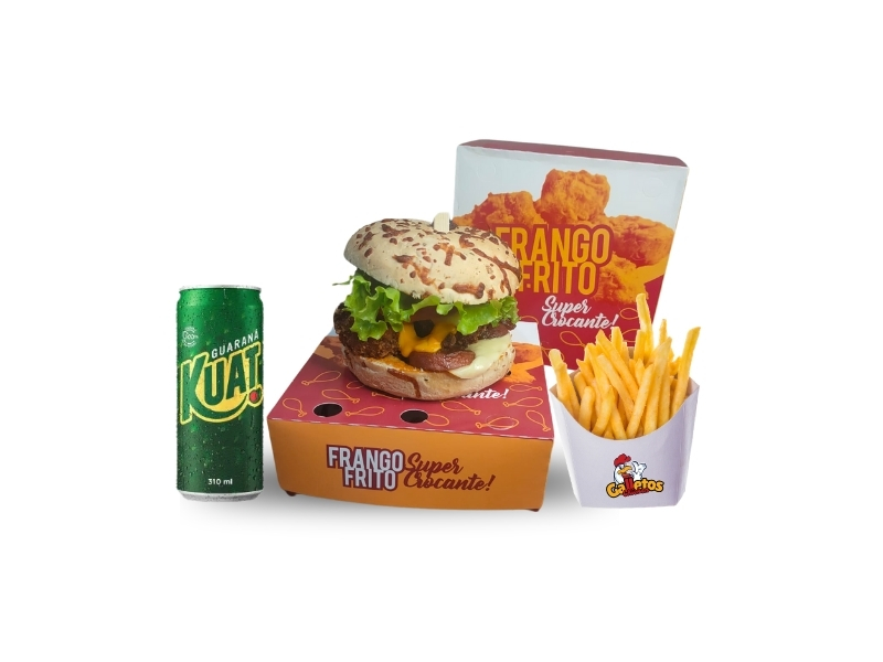 Combo big cheddar caramel + refri lata + batata frita + molho