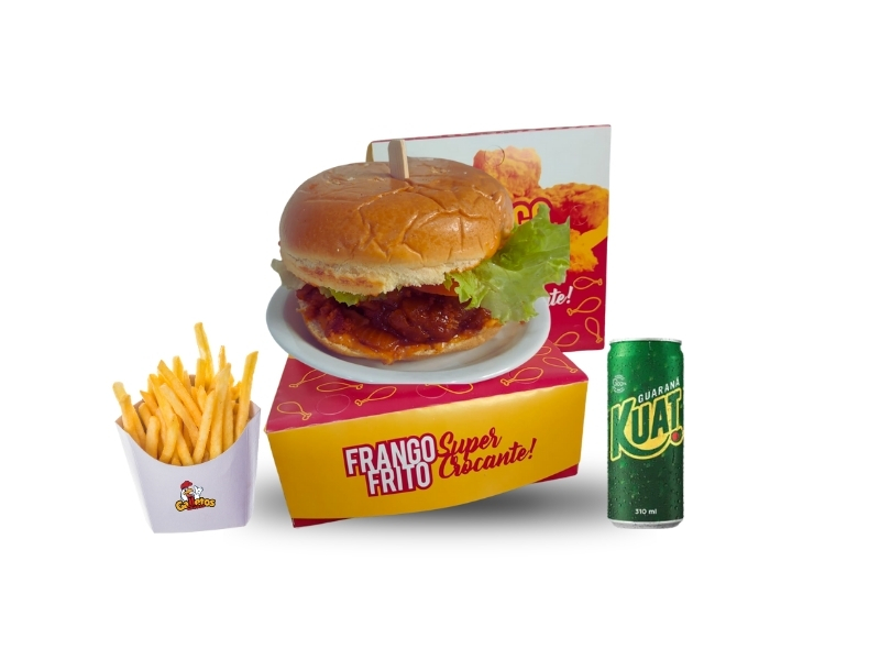 Combo chicken barbecue + batata frita + refri lata 310ml