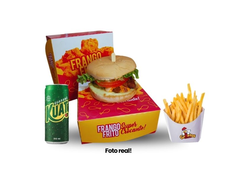 Combo chicken cheddar + batata frita + refri lata + maionese caseira